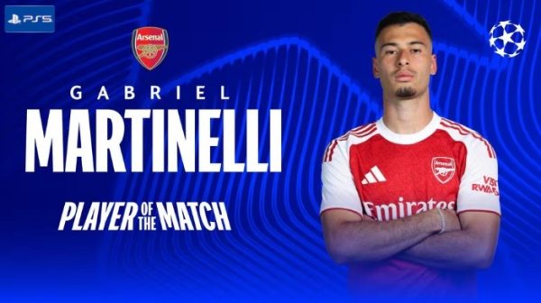 Martinelli was selected as the best player in Arsenal 2-0 Bilbao in the first match